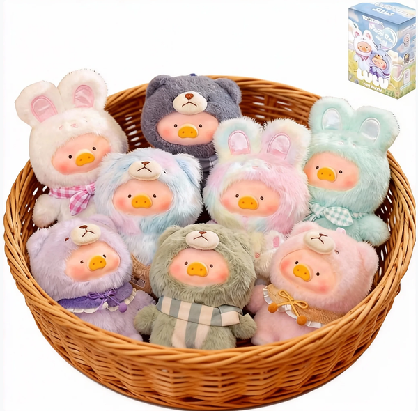 (Local warehouse)LuLu the Piggy Blind Box - Joyful Time Series, Plush Keychain with Vinyl Face, Cute Teddy Bear & Bunny Figure, Bag Charm & Gift for Collectors (Single Box)